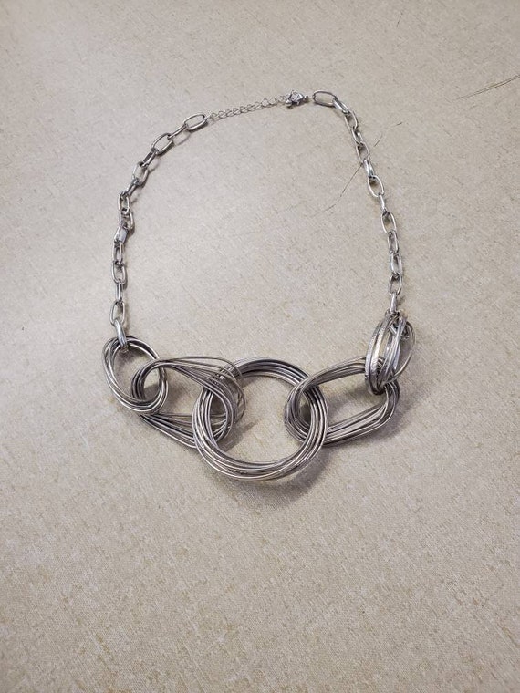 20 inch Silver Toned, Large Multi- Hoop, Chain Nec