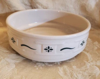 Longaberger Pottery、バスケット織り、織りの伝統、白と緑のアイビー、6 インチのスタッキング ボウル、米国製