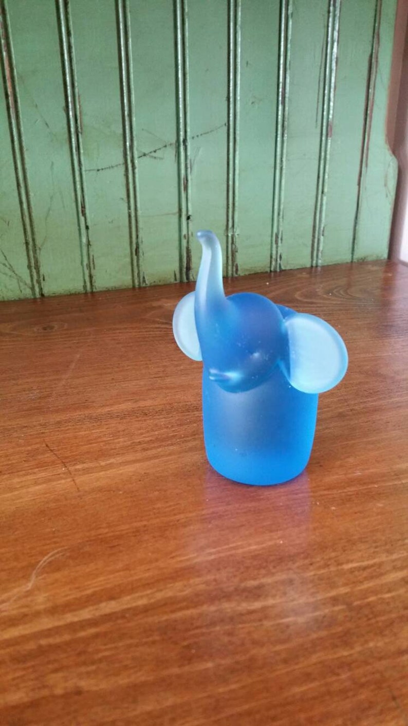 Azure Blue Elephant, Heavy Paperweight, Vintage Home Decor, Collectible ...