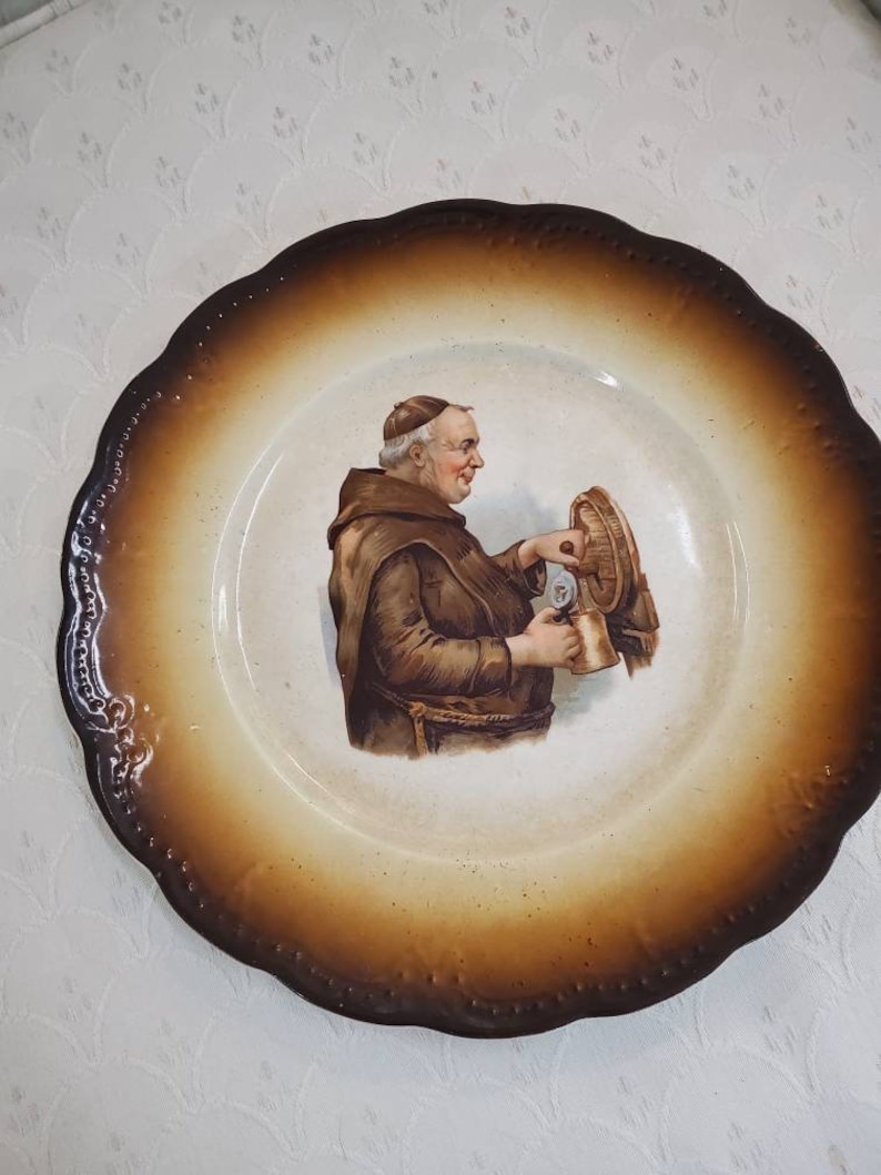 Lebeau Porcelain Plate Monk With Keg Friar Tuck Aged 10.25 Etsy