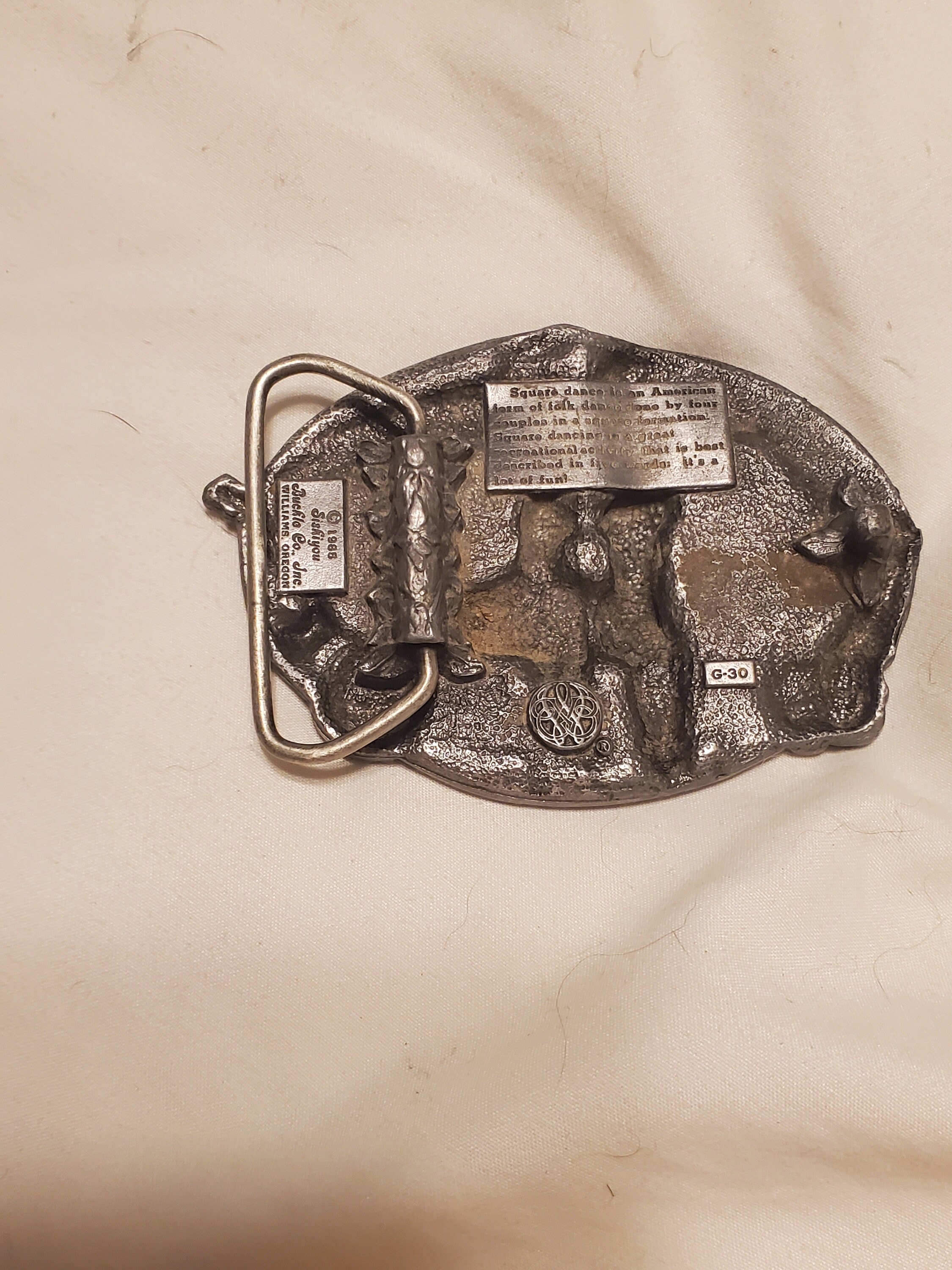 Colorized Square Dancing Pewter Siskiyou Belt Buckle 1985  display picture 2