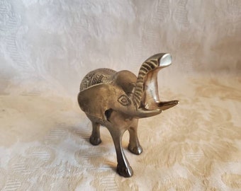 Parade Style, Small Miniature Brass Elephant, Collectible Decoration, Safari Style, Small Paperweight, Home Decor
