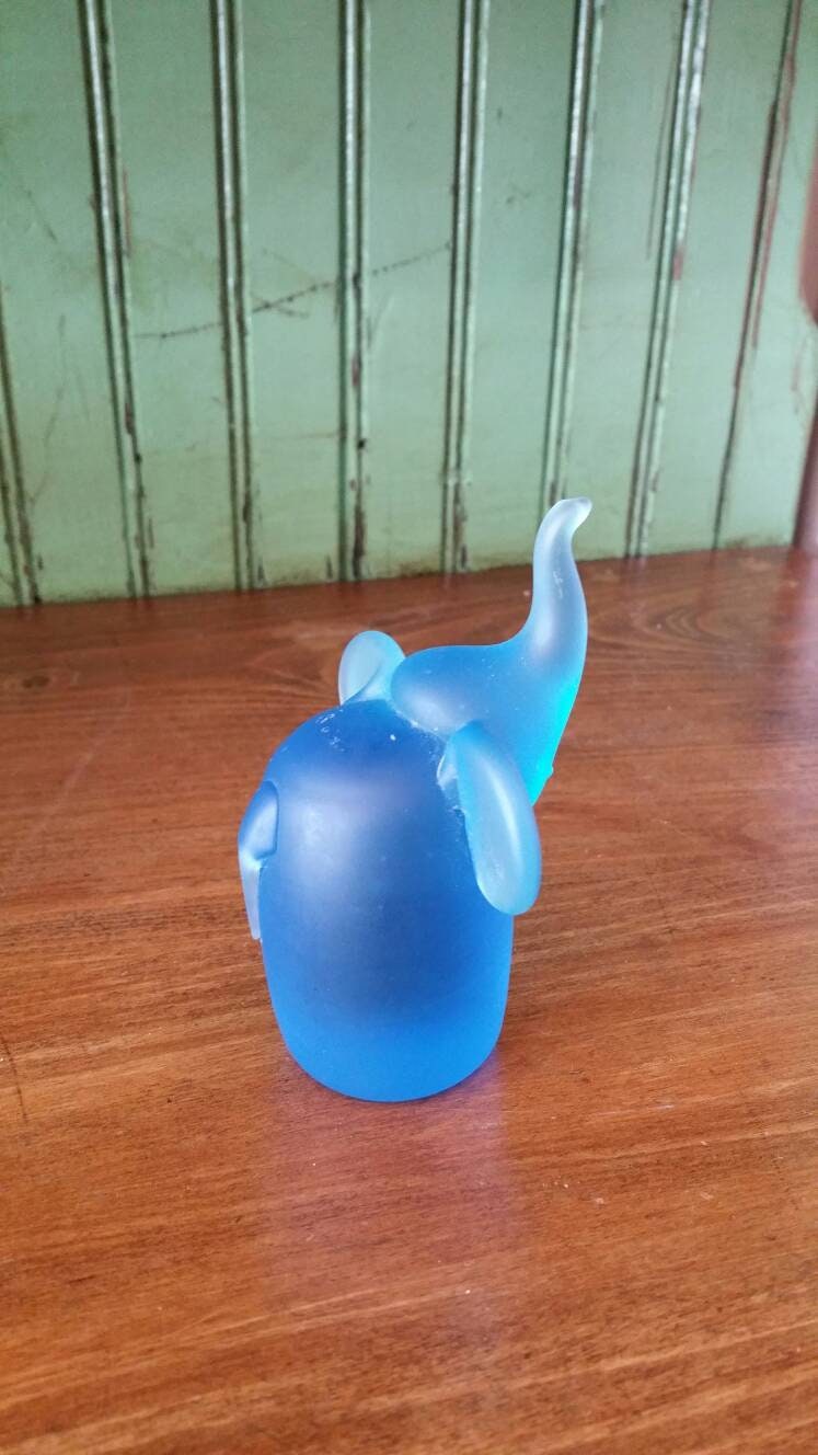 Azure Blue Elephant, Heavy Paperweight, Vintage Home Decor, Collectible ...