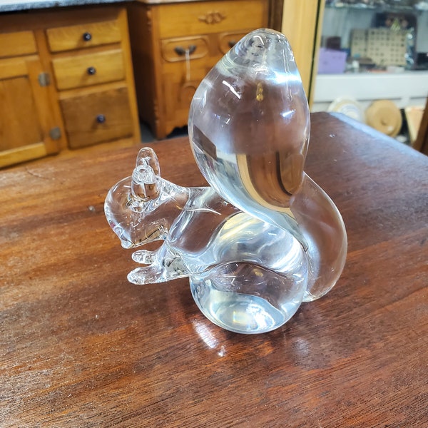 Wedgwood Made in England Clear Glass Squirrel Bookend or Paperweight, Decorative Home, Animal Sculpture, Office Tool, Vintage Sculpture