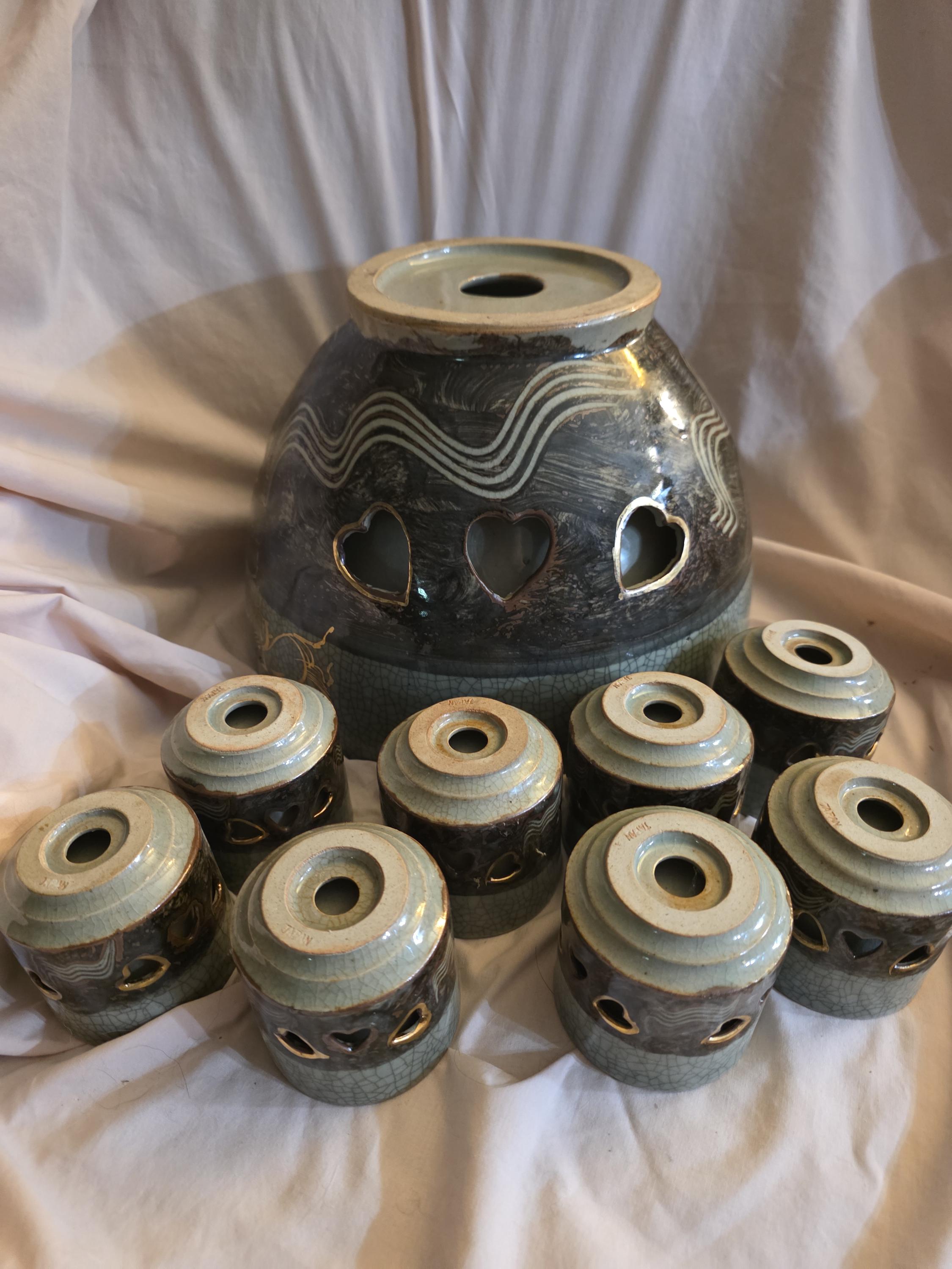 Hand Made, Vintage Somayaki, Japanese Aohibi, Soma Ware Pottery