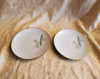 Set of 2, Noritake Oriental 6.30 inch Bread and Butter Plates,  Made in Japan,  Bamboo Design