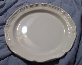 Mikasa  French Countryside White 10.5 inch Dinner/Chop Plate with Ruffled Edge Bowl Stoneware Dish
