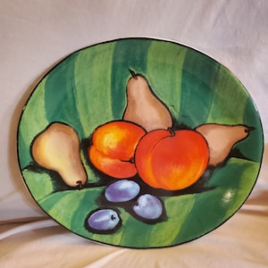 Misono Tuscany 11.40 inch Dinner Plate, Sango, Fruit, Green Background, Dishwasher, Oven and Microwave Safe, Made in Indonesia