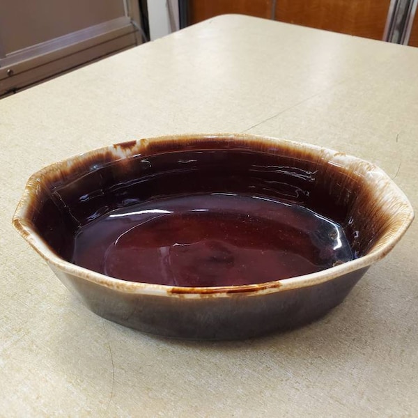 USA Pottery,  McCoy  Dripware Pottery , 7070 Oval Serving Bowl, Vegetable/Potato/ Large Salad Dish