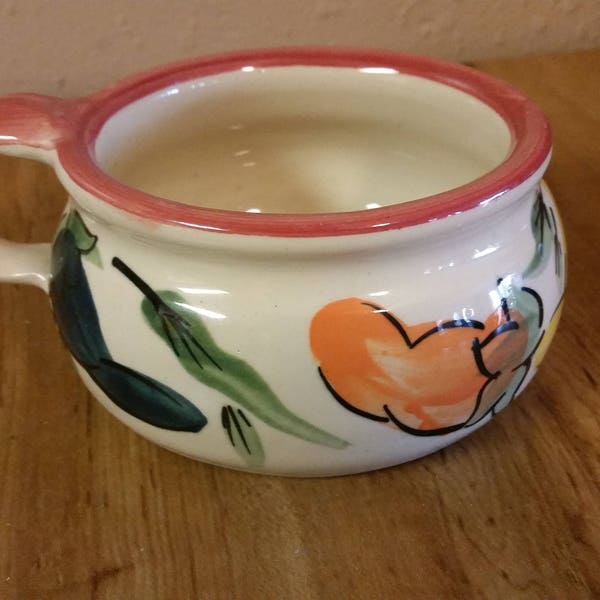 American Pottery Made in Made in Marshall, Texas Handmade Pottery Round Soup Mug or Cereal Bowl with Chile Design