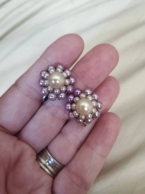 Twist On, Faux Pearl and Purple Plastic Flower Be… - image 1