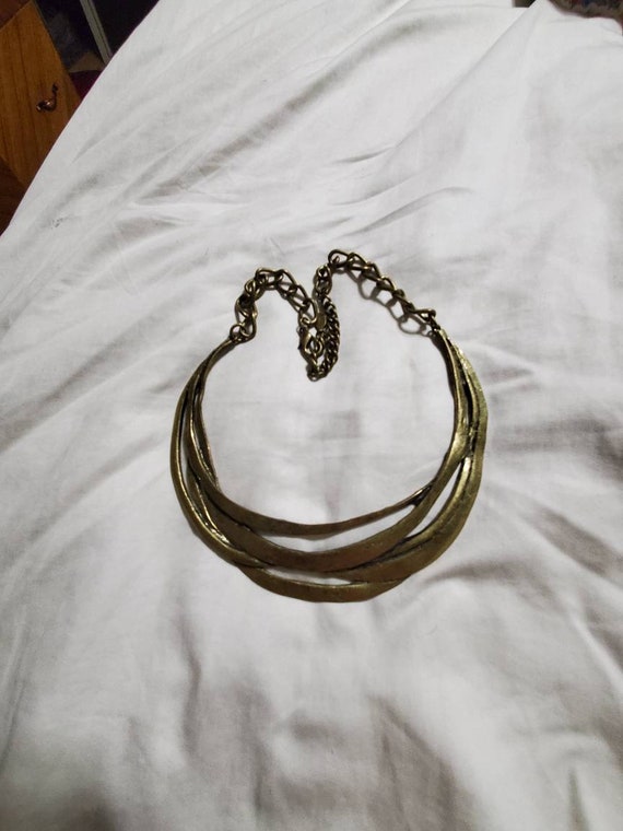 Bronze Toned,  Round Choker Necklace, Egyptian Sty