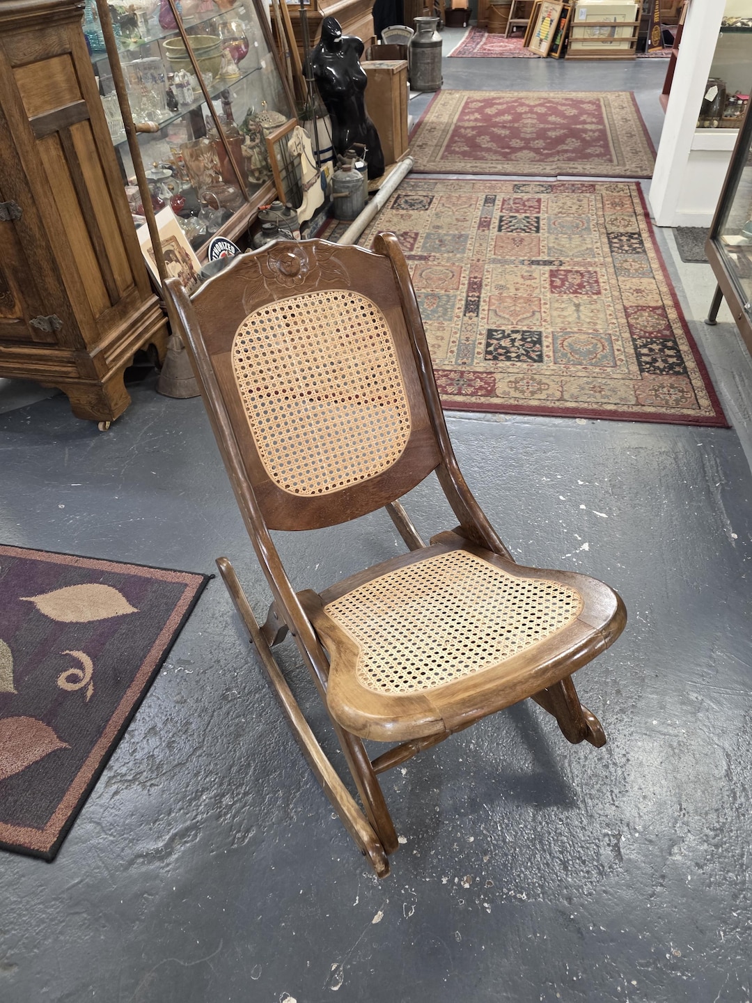 Well Loved Vintage 1920's , Folding, Cherry Wood Rocking Chair With ...