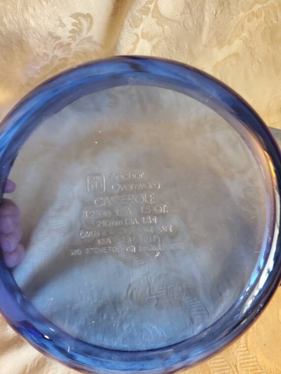 アンカーホッキング、ブルーガラスキャセロールディッシュ、1.5