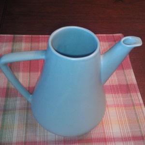 Beautiful Light Blue Pottery Serving Pitcher. Mid Century Modern Home, Water Serving Pitcher