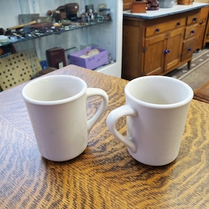 Set of 2 Solid White Crestware Mugs Restaurant Ware, Diner Style, Heavy Duty Microwave Safe