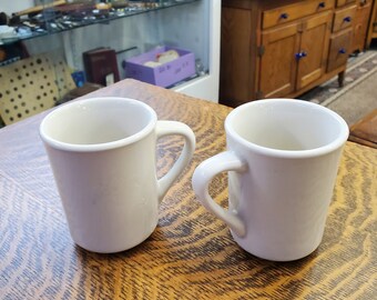 Set of 2 Solid White Crestware Mugs Restaurant Ware, Diner Style, Heavy Duty Microwave Safe