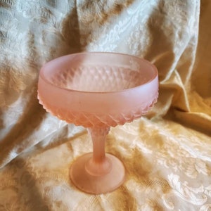 Indiana Glass, Diamond Point, Pale Pink,  Pedestal Dish Compote or Candy Dish