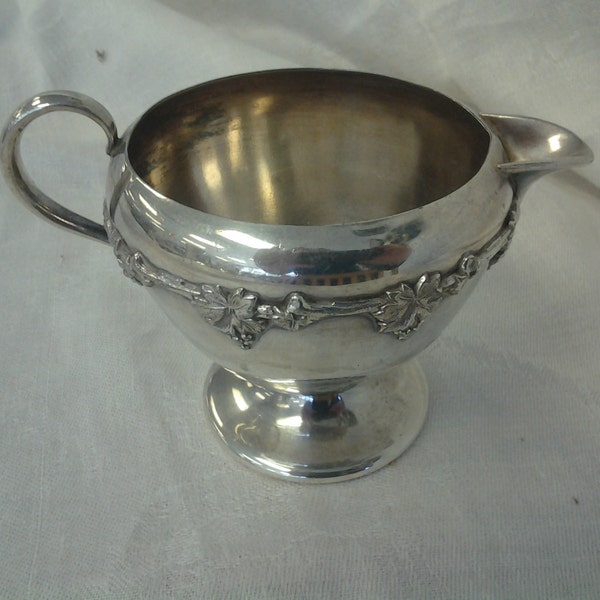 W M Rogers E P W N Silver Plated Grape Leaf Serving Pitcher or Creamer 1047