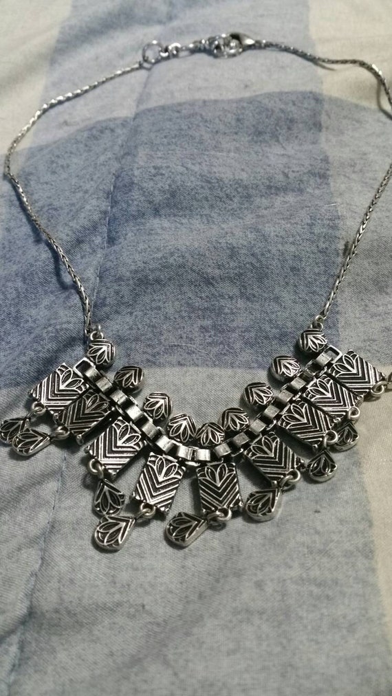 Reversible Egyptian Style Silver Toned Metal and … - image 5