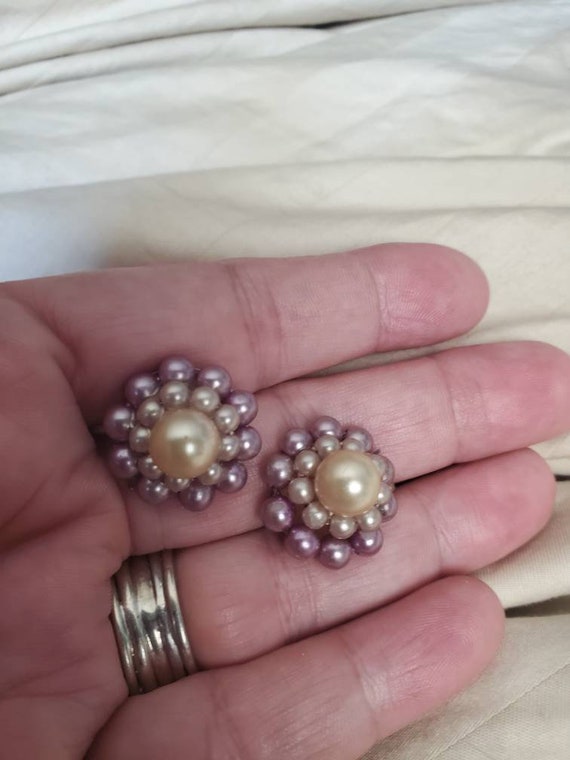 Twist On, Faux Pearl and Purple Plastic Flower Be… - image 2