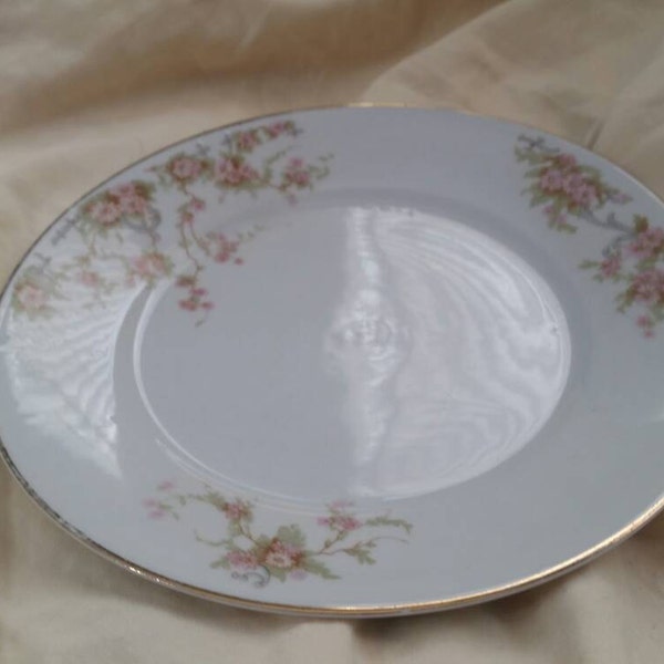 Bavaria China 7.5 Plate PMR Dish Gold Dish Pink Rose Salad/Dessert Dish