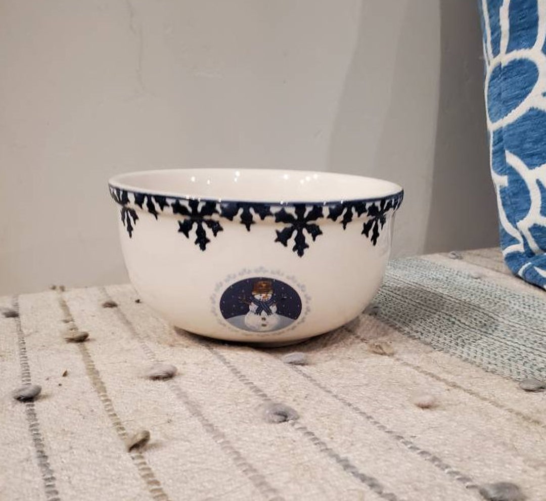 Rare Find, Folkcraft Stoneware, Cameo Snowman, 5.80 Inch, Soup, Salad