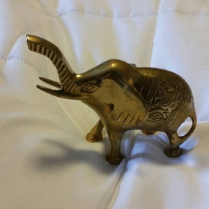 Miniature Collectible Intricate Brass Elephant  Sculpture Home Decor Paper Weight