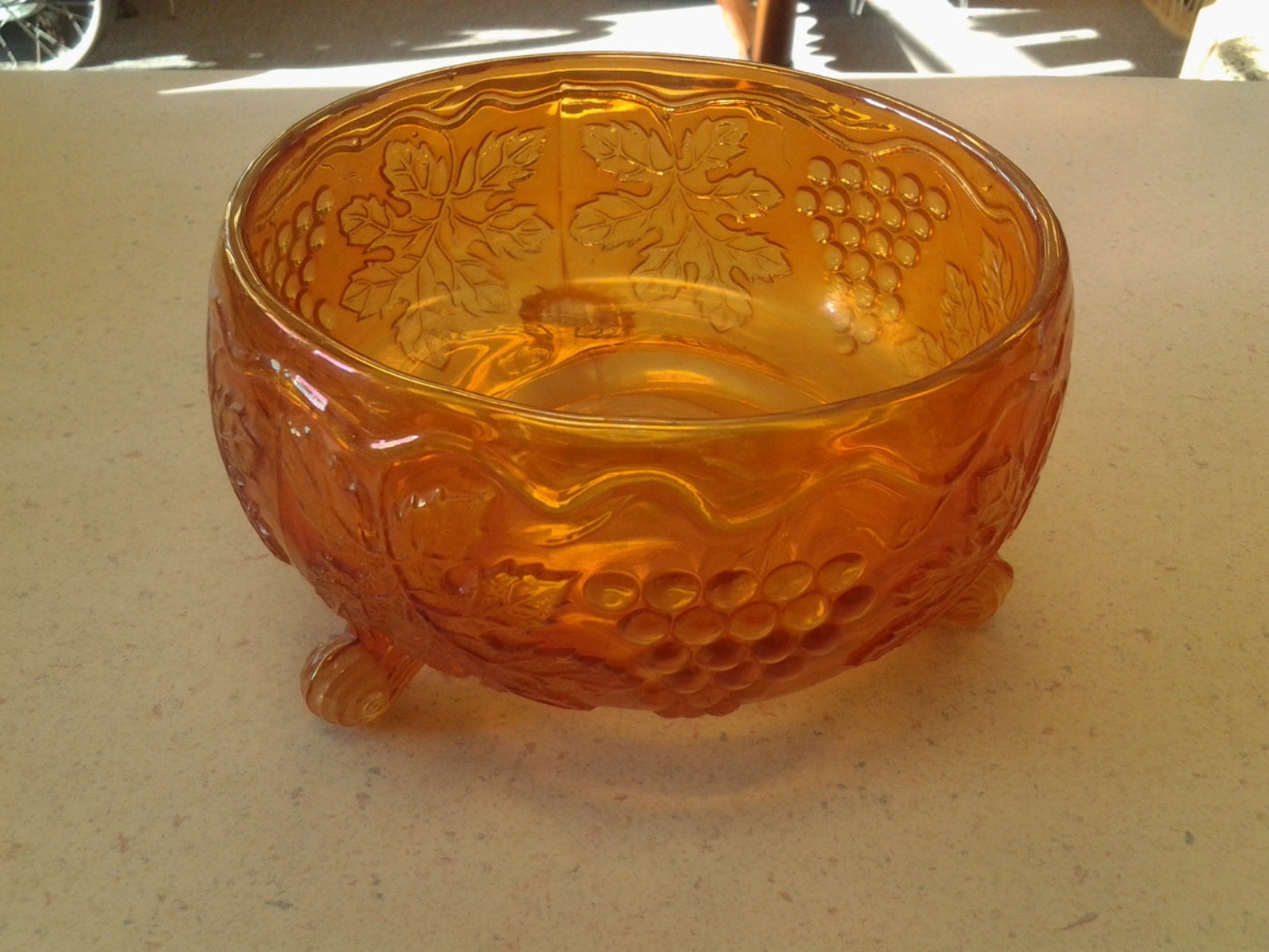 On Sale Carnival Glass Orange Footed Bowl Etsy