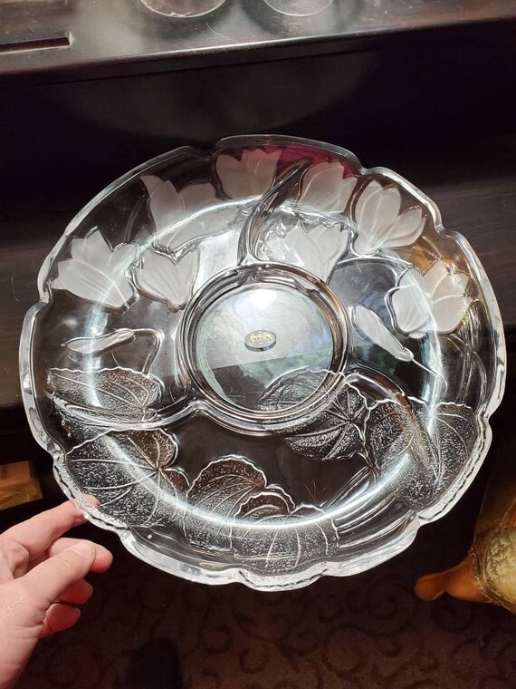 Crystal Clear Studios, 14 Inch Heavy Glass Tray, 4 Slotted Relish