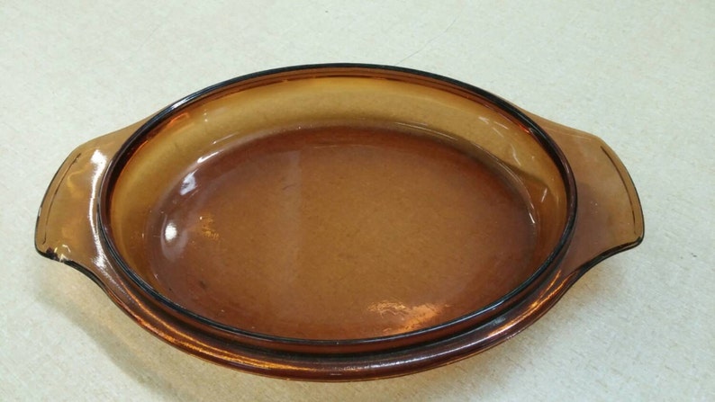 On Sale Vintage Kitchen Brown Oval Glass Lid for Casserole or Baking Dishes Replacement Cover