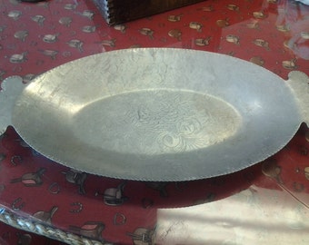 Decorative Floral Oval Aluminum Tray
