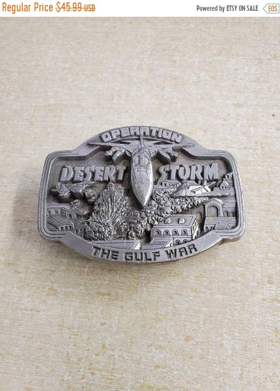 Operation Desert Storm Us Air Force Marines Navy Army Iraq Kuwait Persian Gulf War Commemorative 1990s 1991 Nos Vintage Belt Buckle