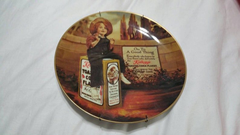 Boy on Cereal Box On Sale 1986 Kelloggs Nostalgia Collection 8.5 inch Collectible Plate Series #1