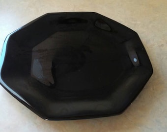 Collectible, French Black Arcoroc, Octagon Glass 11 inch Dinner/Chop Plate Replacement Dish