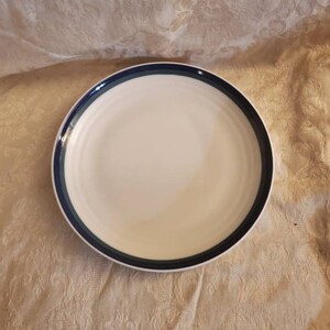 Pfaltzgraff Northwinds, 9.80 inch Dinner Plate , Stoneware, Blue & Green Bands, USA Backstamp