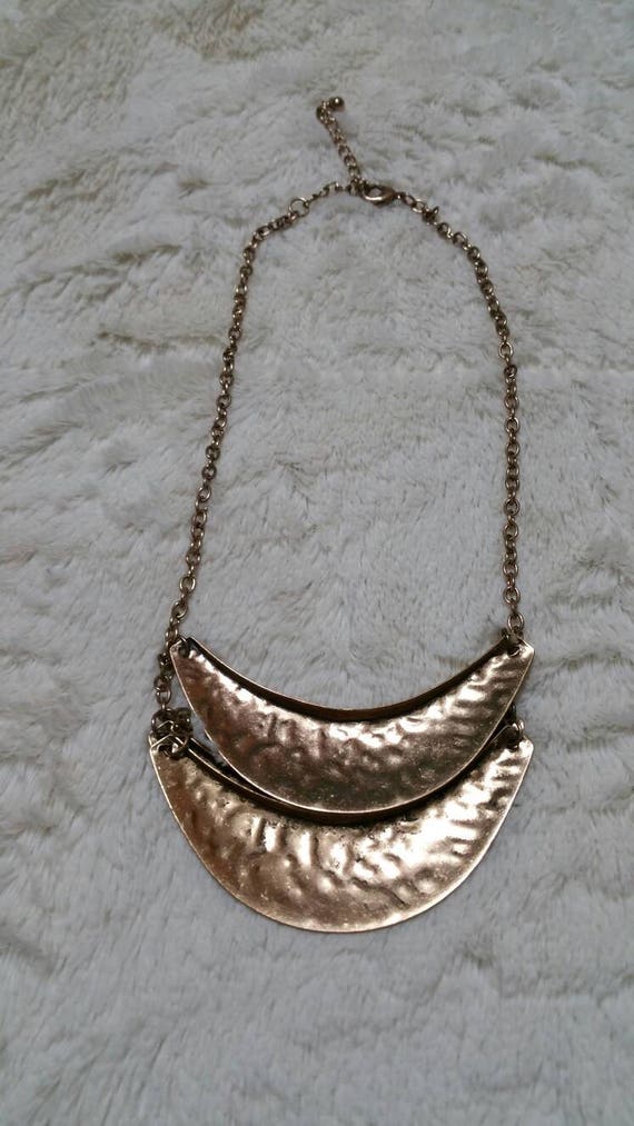 Cleopatra Style Gold Toned Crescent Moon Bead Lay… - image 2