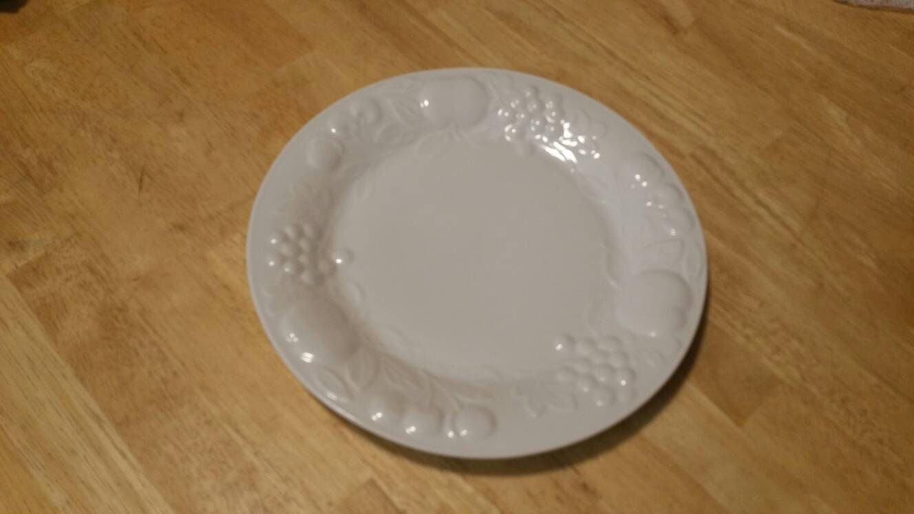 Gibson Housewares Solid White Embossed Fruit on Rim 10 Inch Dinner Plate Everyday Dish Etsy Canada