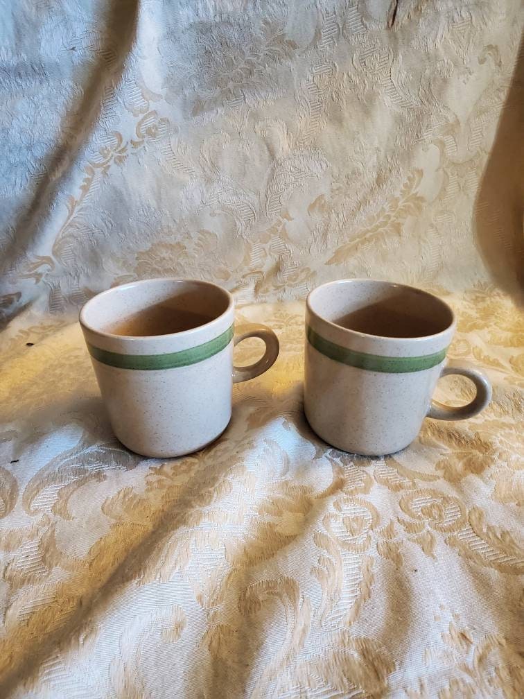 VINTAGE 70s Stacking Drip Glaze Coffee Mugs Set 5 Japan 8 Oz Ceramic Ribbed