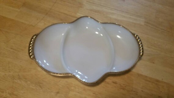 Fire King , Oven Ware, Oval Divided Hobnail Bowl, Milk Glass Fire King , Oven Ware, Oval Divided Hobnail Bowl, Milk Glass