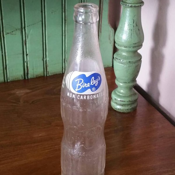 Rustic, Bireley's Glass Soda Bottle, Vintage Drink Beverage Container, 10 Fluid Ounces