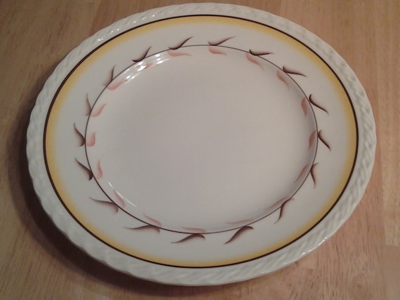 On Sale Arcadia Vernon Ware Yellow and Brown 10 inch dinner plate