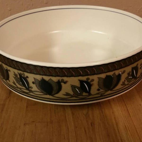 Mikasa Intaglio Arabella 8.25 inch Vegetable  Serving Bowl with Blue Tulips Replacement Dish Vintage Kitchen