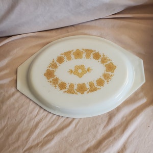 Butterfly Gold Pyrex Glazen Deksel Vervanging Plat Ovaal 945C, Vintage Keukengereedschap, Braadpanschotel Cover