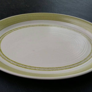 Franciscan Hacienda Large 13.75 inch Platter  Lime Green, White, Stoneware, Tribal, Geometric, Mid Century