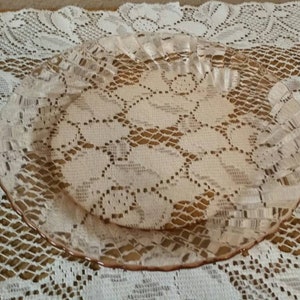 Arcoroc Pink Glass Rosaline Swirl Design Plato de almuerzo de 8.75 pulgadas Hecho en Francia Plato de servir Cocina vintage