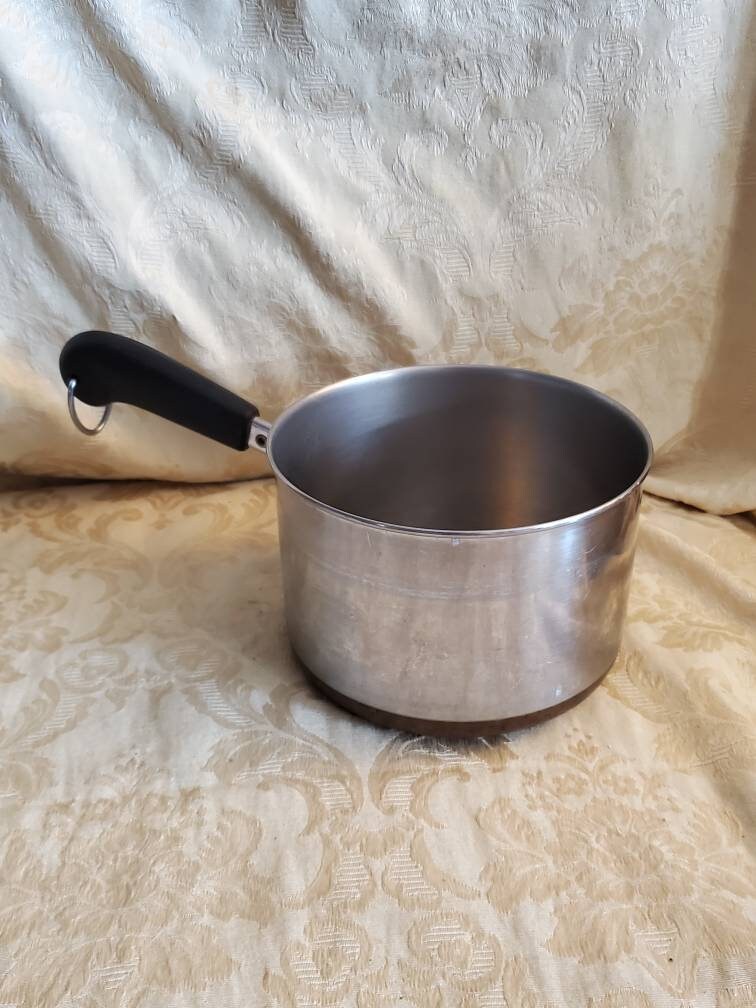 Revere Ware, Aged Copper Bottom, 1 Quart Sauce Pan, Chrome Cooking