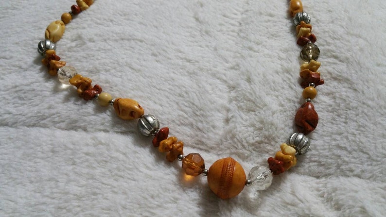 On Sale Clear Plastic Bead Silver Toned Bead and Brown Seed 38 inch Long Beaded Necklace Costume Jewelry Fashion Accessory