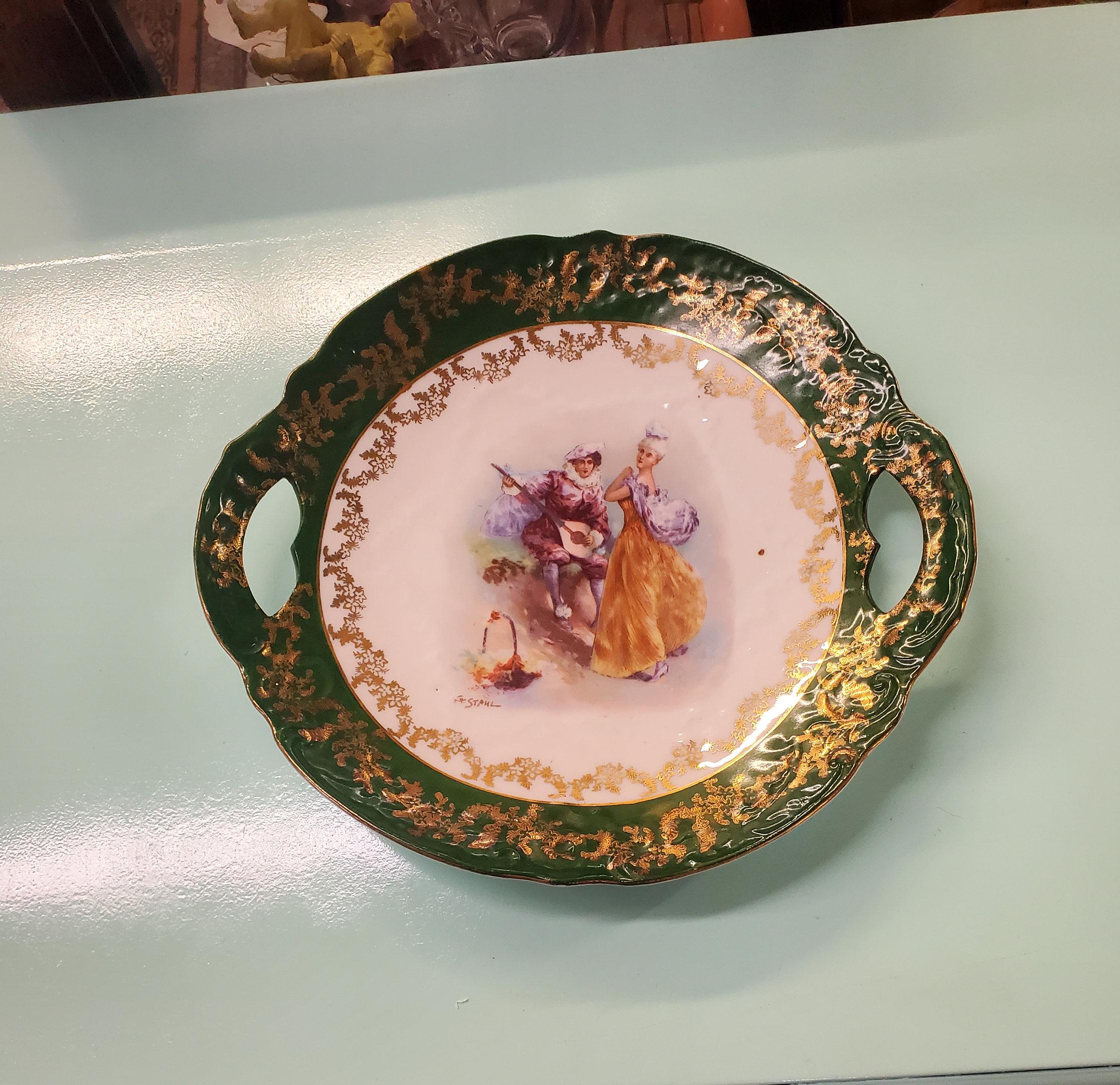 Austria Victoria Carlsbad 10.25 inch Oval Porcelain Serving Tray with Handles, Decorative Victorian China