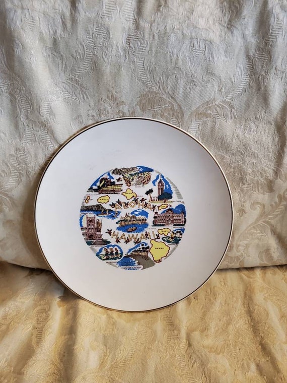 豪華 Aloha Wall Plate, Souvenir or State 10.25-inch Hawaii, From サーフィン・ボディボード